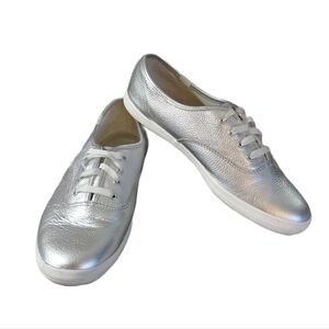 Kate Spade x Keds Women's Metallic Silver Sneakers Size 8.57